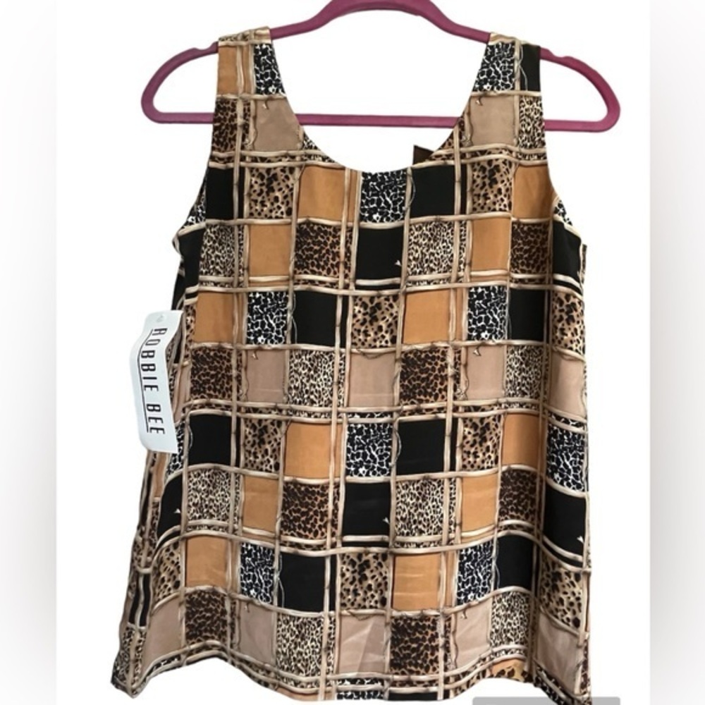 ROBBIE BEE 100% Silk Brown Women’s Sleeveless Round Neck Top‎ Sz S